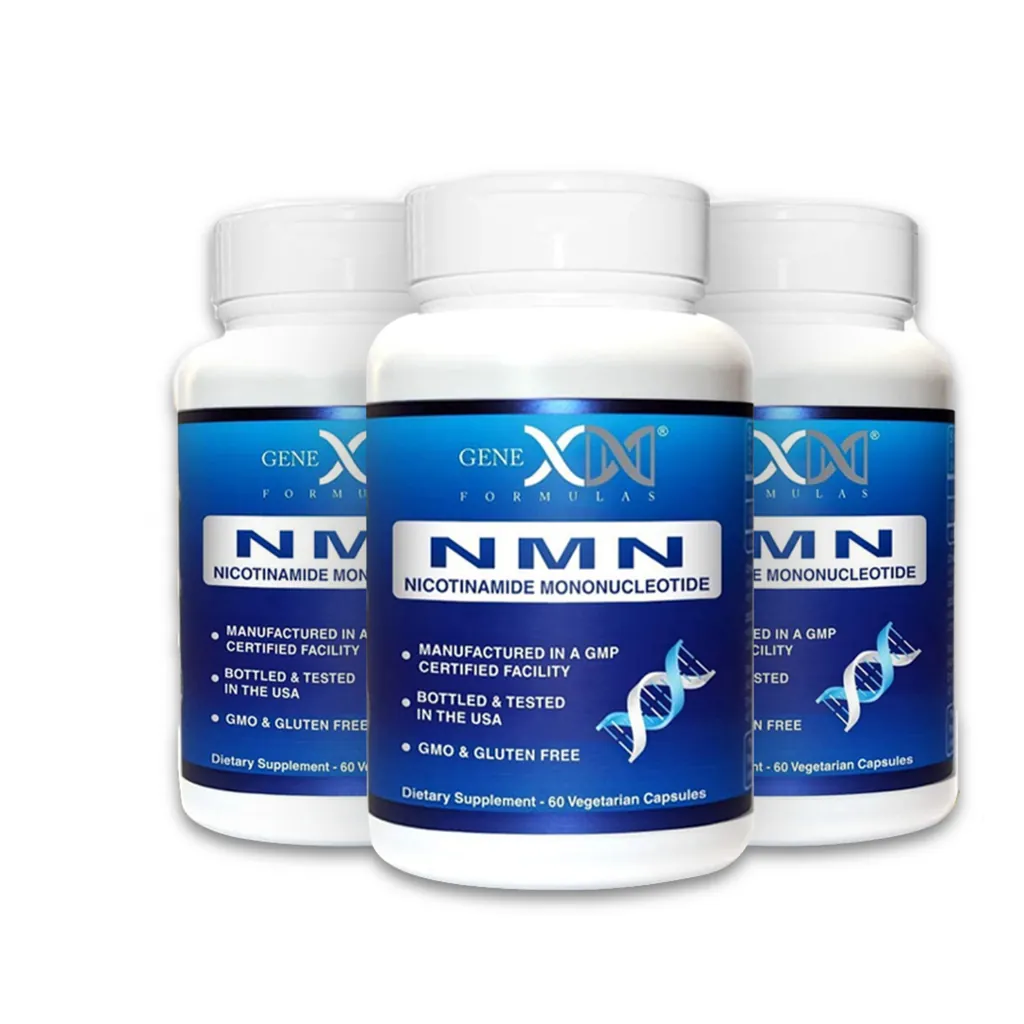 Genex Formulas 250mg NMN, three-bottle pack, the real product shot from the brand